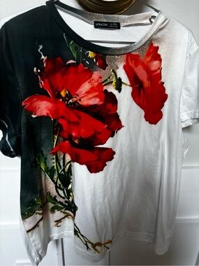Noracora red poppy flower T-shirt size xxl